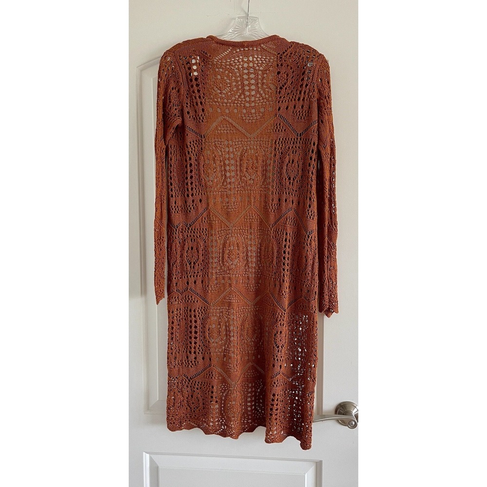 CHELSEA & THEODORE Women's Rust Long Acrylic Cardigan Sweater-PETITE SMALL - Picture 2 of 6